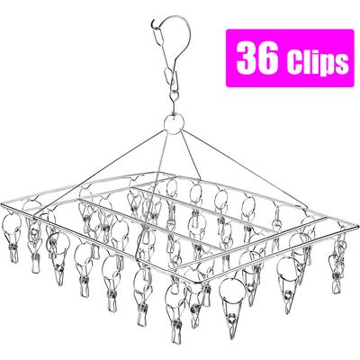 Winddichte Wäscheklammer aus Edelstahl, Wäschebügel, 35/20 Clips, Unterwäsche, Socken, Clip, drehbarer Haken, Kleiderbügel, platzsparend, Wäscheständer