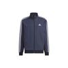 Letter Logo Printed Striped Stand Collar Zip Vintage Jacket Men Jackets Dark-Blue IK7361