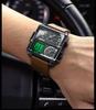 Binbang Fashion Men's Domineering Quartz Watch with Large Square Dial and Triple Display