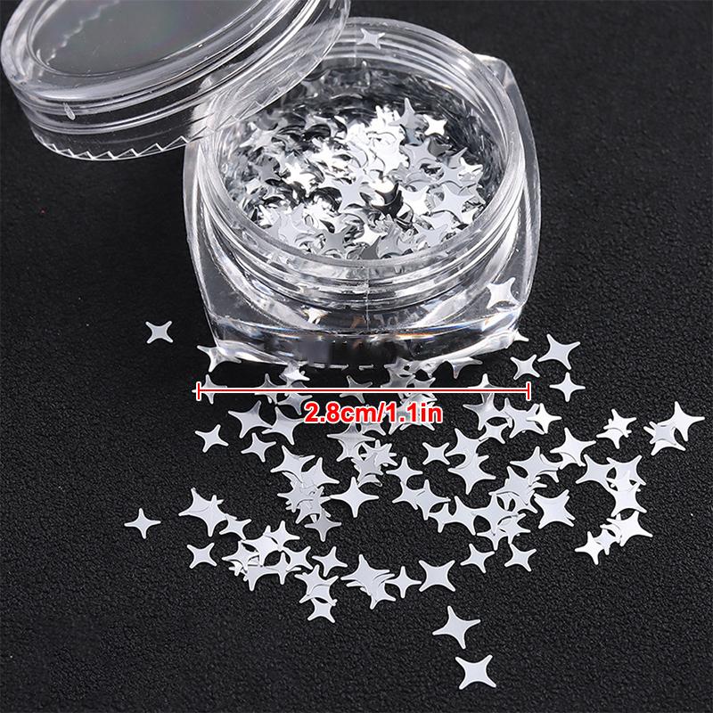 Shiny Silver Sequins Mix Shapes Star Letter Nail Glitter Slice Nail Art Stickers Decals Manicure Paillette Charms