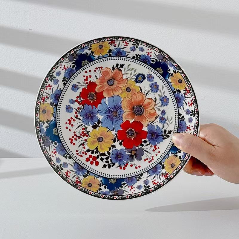 

Ins Household High-Value Ceramic Plate High-Value Fresh Small Daisy Dinner Plate Salad Fruit Plate Western Food Plate Tableware