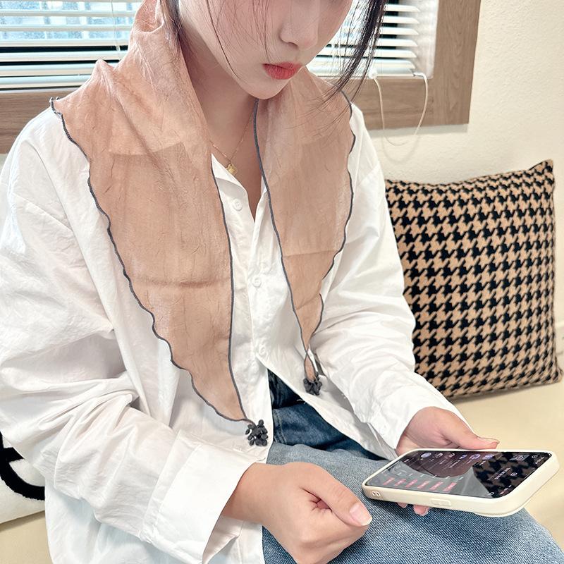 Solid Color Triangular Scarf Sweet Japanese and Korean Style Pendant Scarf Women's Thin Scarf Headscarf