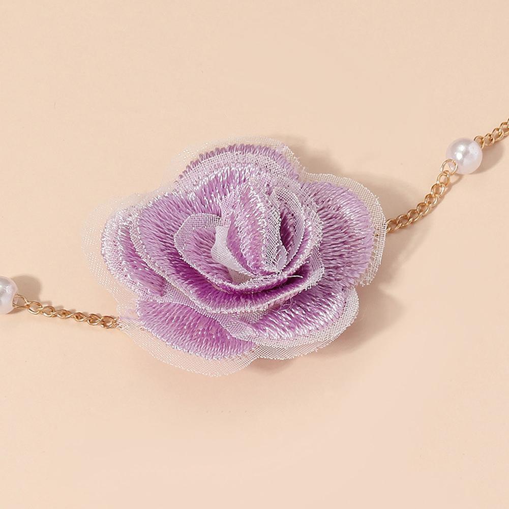Sweet Rose Flower Necklace Vintage Fashion Pearl Choker For Woman Wedding Personalized Clavicle Neck Accessories