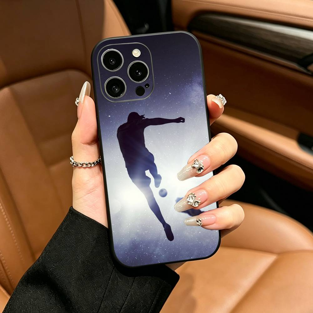 Football pattern Phone Case For iPhone 12 13 14 15 16 17 Pro Max, Lightweight and practical Soft Black Cover