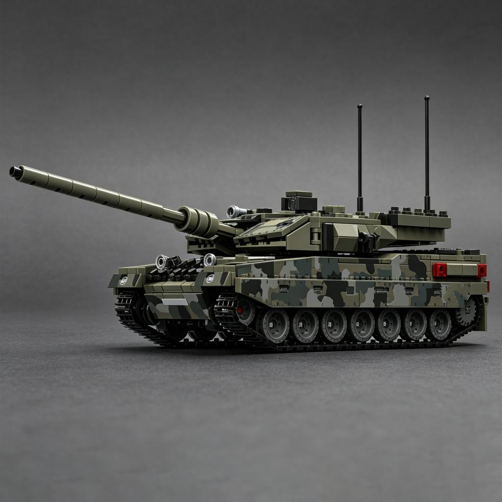 MOC Figurine Leopard 2A7 Main Battle Tank: Modern Warfare Steel Beast Building Blocks Toy – Tracked Armored Vehicle