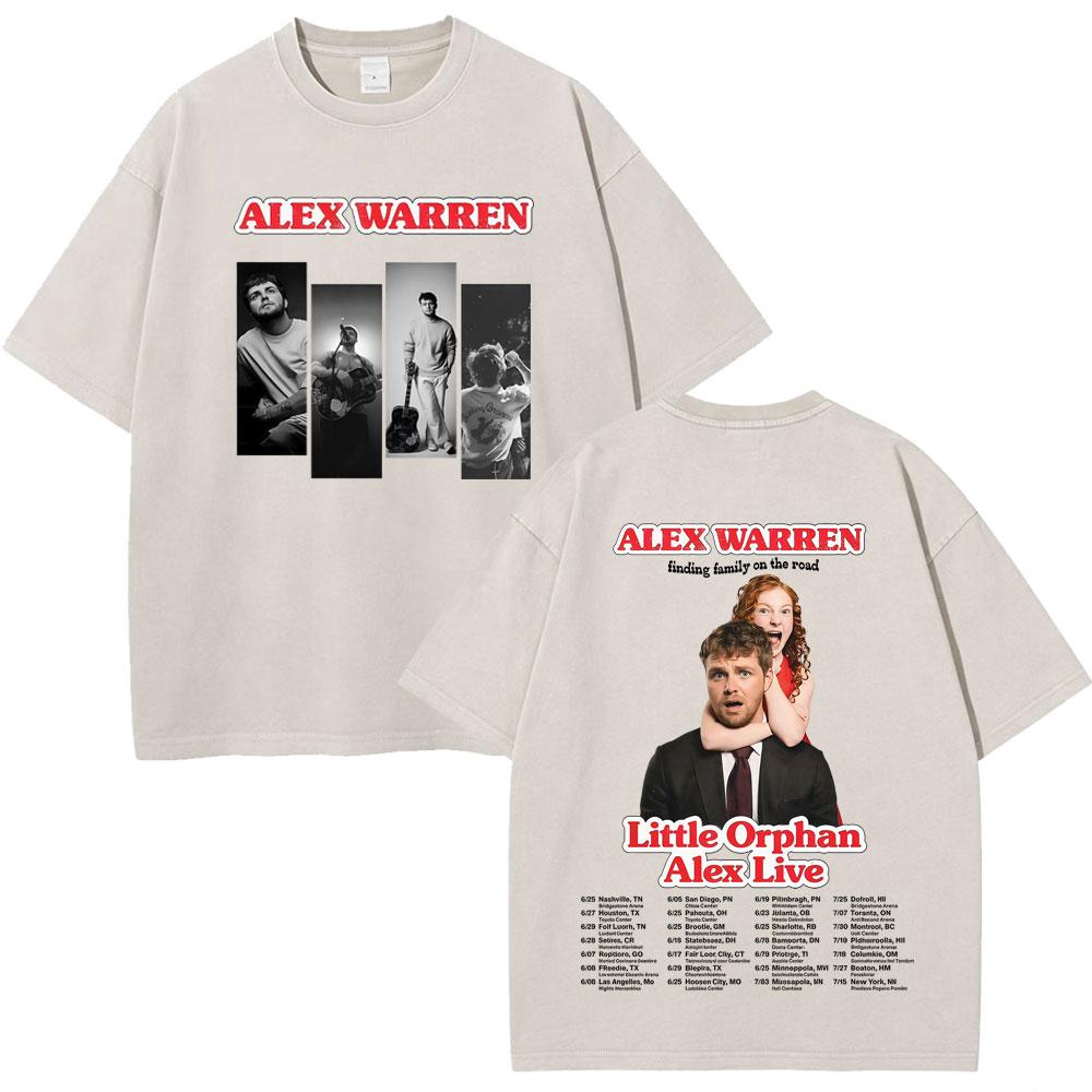 Singer Alex Warren 2026 Tour Print Tees Unisex Unisex Hiphop Tshirt Summer Cotton Loose Casual Vintage Washed Tshirts Streetwear