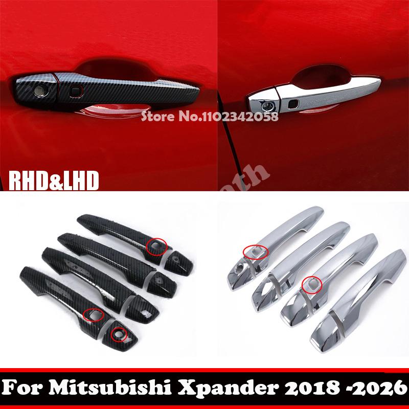 RHD LHD For Mitsubishi Xpander 2018 19 20 21 25 2026 ABS carbonfiber Car Side Door Handle bowl Catch Cover Protection Trim