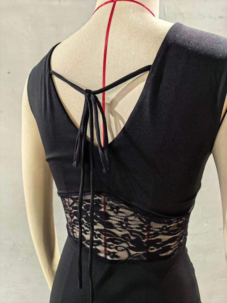 European-Style Spring Fashion Lace Patchwork Backless Sleeveless Long Dress
