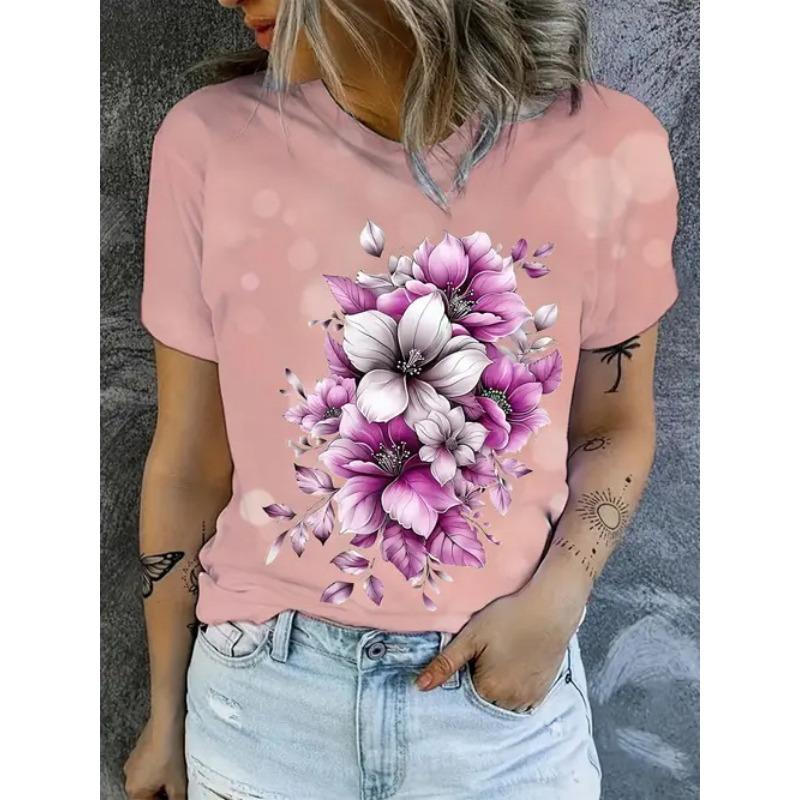 Summer Casual Versatile High-quality Fashion Short Sleeved Round Neck Loose T-shirt