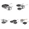 3-Piece Stainless Steel Frying Pan & Pot Cookware Set with Detachable Handles Modern Design Durable Gas Cooker Compatible