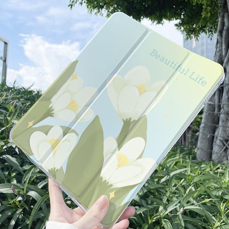 Smart Stand Case Cover For Samsung Tab S7 S8 S9 11 Plus S10 S9 12.4 Inch Case Smart Cover For Tab A9 8.7" Plus 11" Tulip Flower