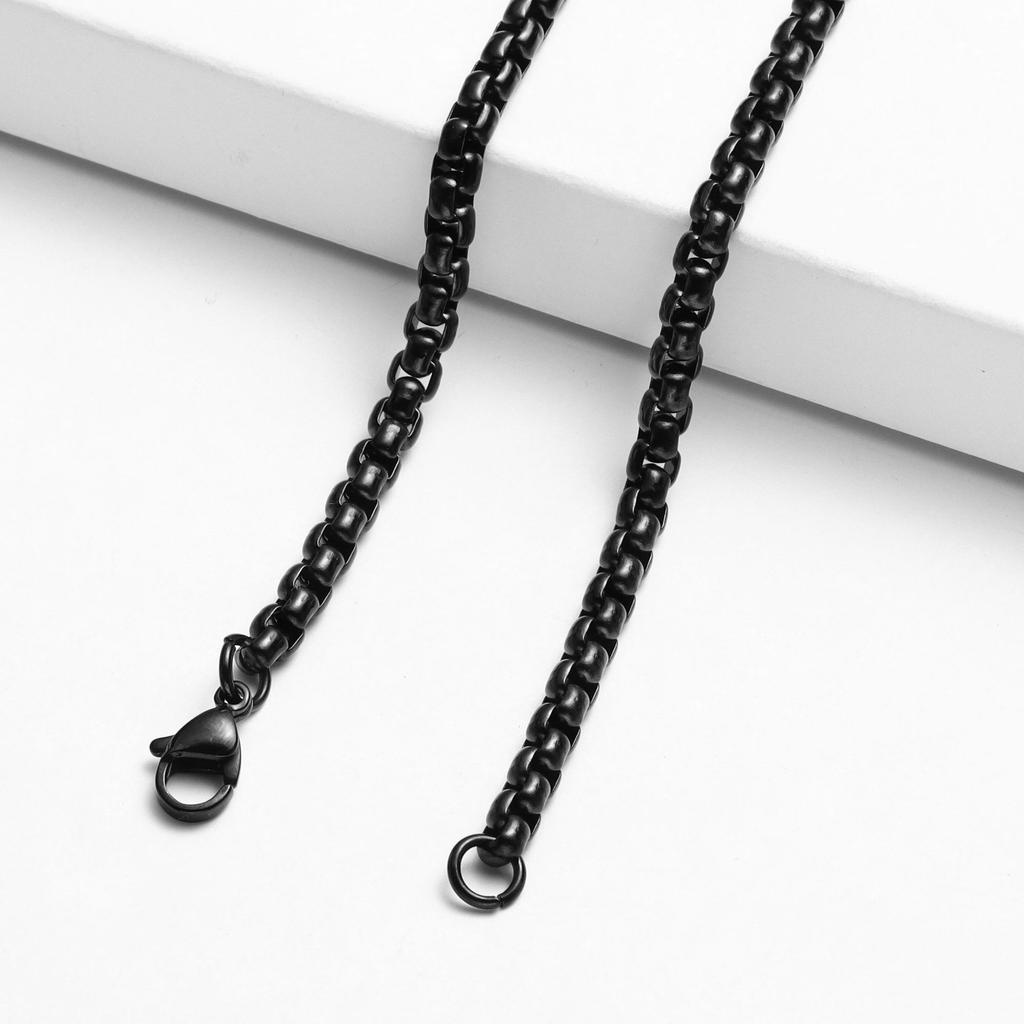 316L Stainless Steel Round Box Link Chain Necklace For Men Barrel Chain Toscano Punk Style Jewelry Accessories