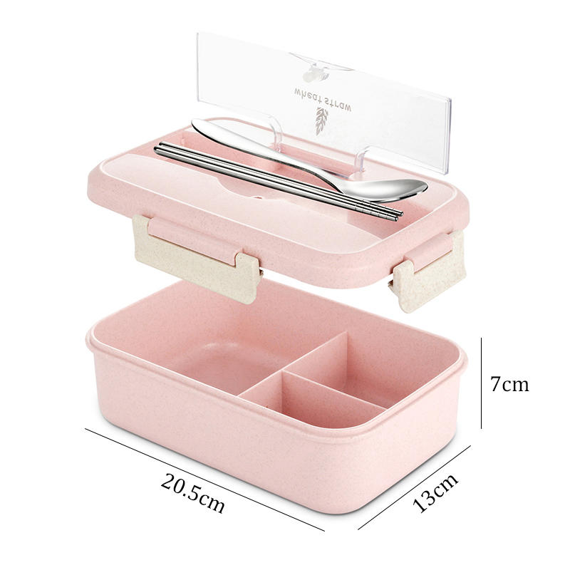 1 Piece Pink Kitchen Sticks Lunch Box With Spoon Kitchen Container For Storing Wheat Dishwasher Time Children Children School Office Bento Bento Box |