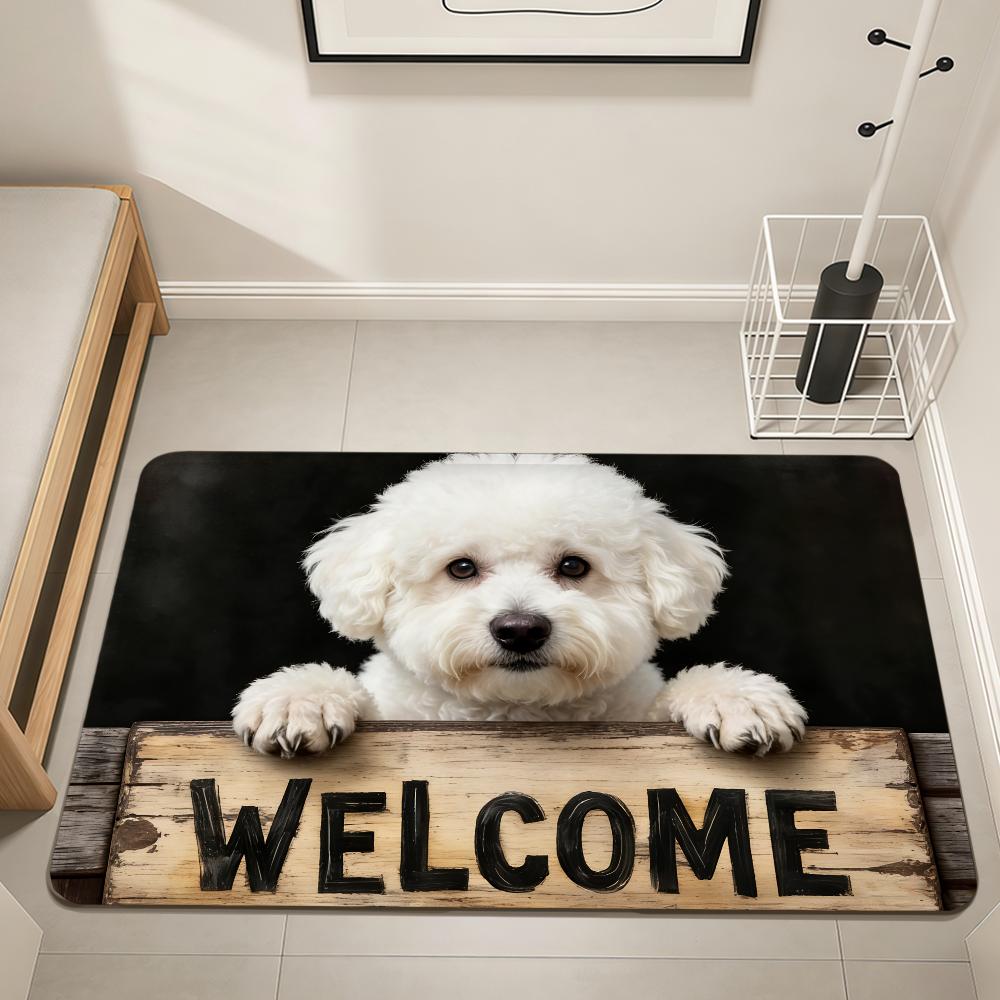 Welcome Art Cute Fun Cartoon Dog Home Bedside Rug Kitchen Bath Floor Mat Hallway Balcony Carpet Entrance Doormat Hogar Decor