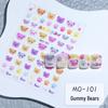 Vibrant Summer Cartoon Nail Stickers - Goofy Jelly Bear & Rabbit Embossed Decals