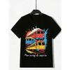 Men's T-Shirt Black Train Graphic with Polish Text for Casual Wear