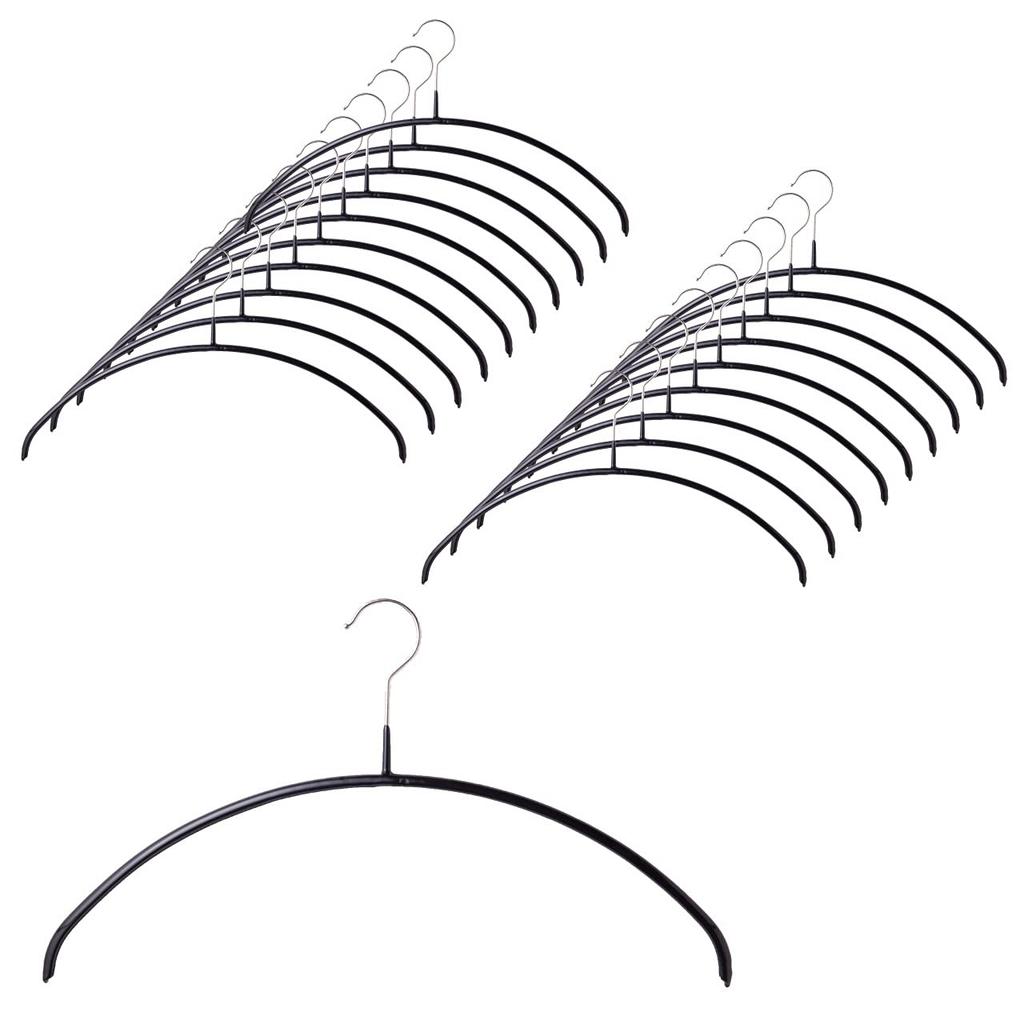 MAWA Economic 40 Hangers of Round Hangers with Rotating Ideal for and X X Cm X X Model (Set 20, Black) Slim, Space-Saving, Non-Slip 360° Hooks,