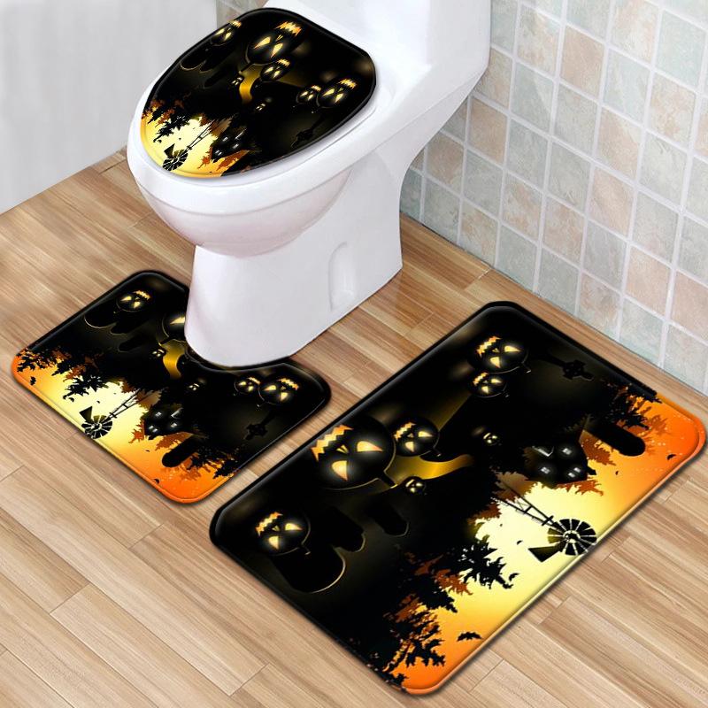 Halloween Bathroom Three-Piece Floor Mat Household Door Mat Bedroom Living Room Carpet