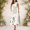 Women Plus Size Keyhole Neck Sleeveless Abstract Printed A Line Maxi Dress