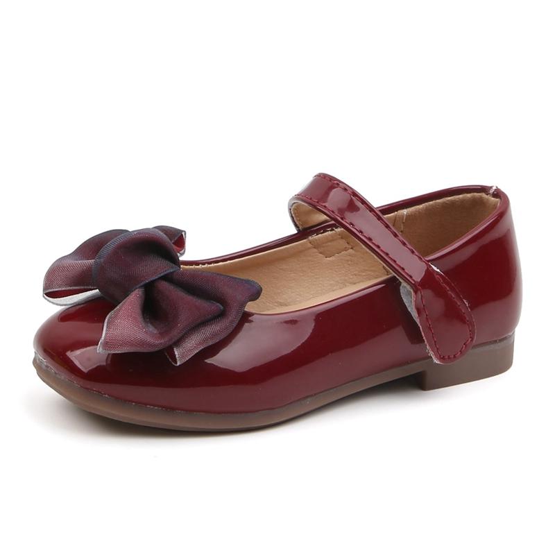 

Детские туфли из искусственной кожи для девочек с блестящим бантом, нескользящие дышащие туфли принцессы 29