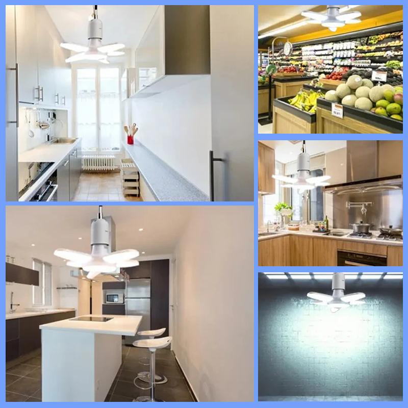 Led Garage Lights,Deformable Daylight, Workshop Lamps,Bright Basement Lamp With 5 Deformable Panels