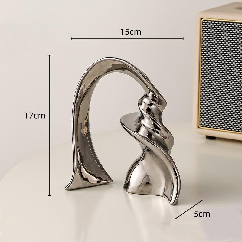 Ceramic Crafts Abstract Twisted Silver Ornaments Twist The Ribbon Arch Decorative Figurines Home Decoration Accessories