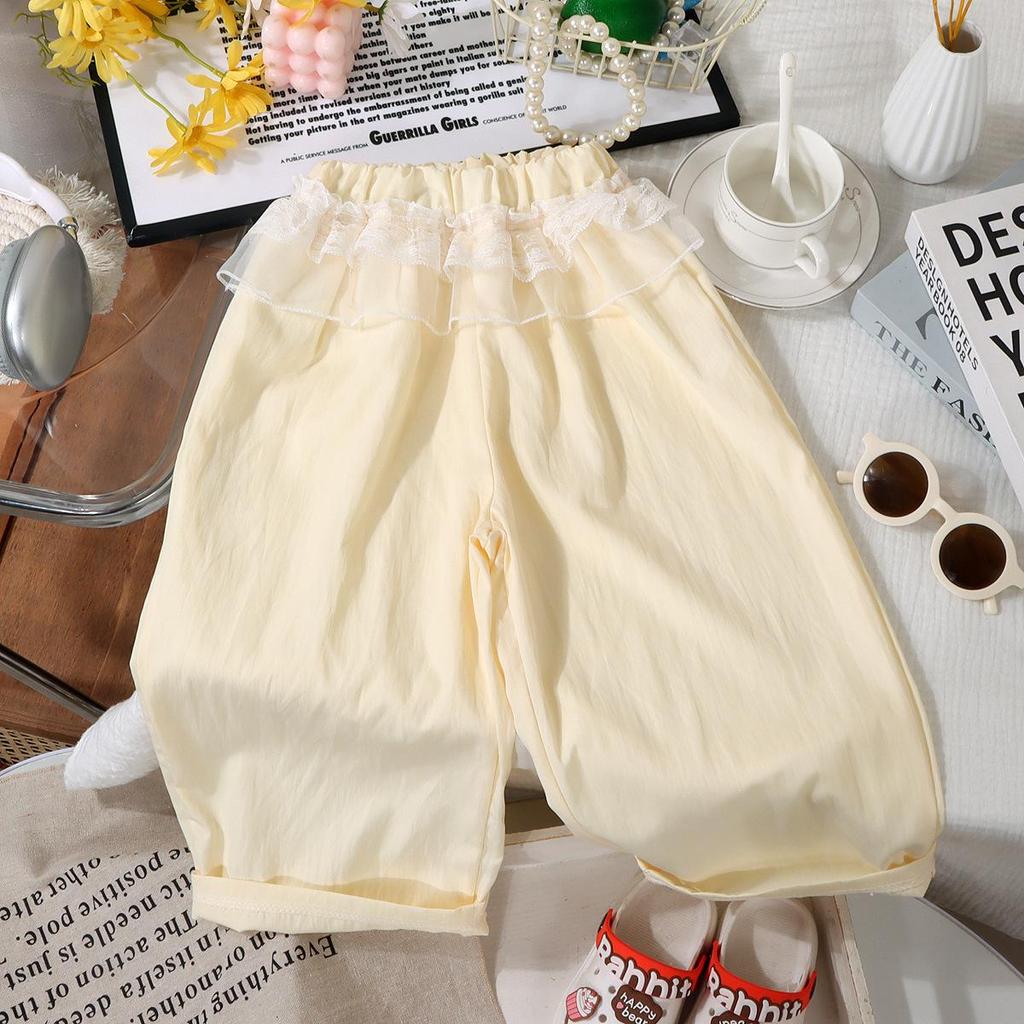 Summer Baby Girl 3D Print Lace Cotton Mosquito-Proof Two-Piece Short Sleeve Set