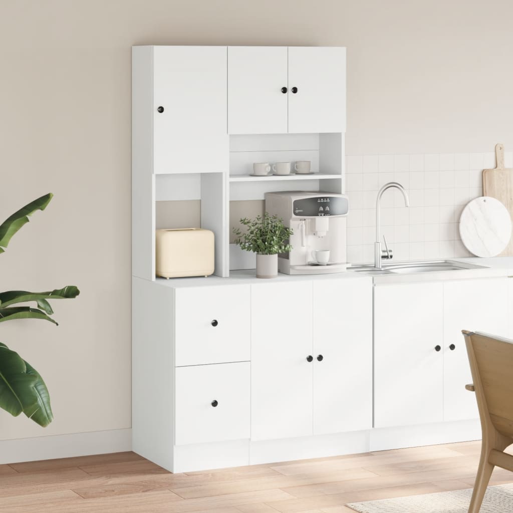 White Kitchen Cabinet 95 X 50 X 180 Cm Particleboard