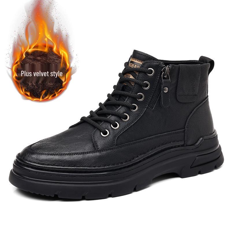 2024 Men's High-Top Martin Boots - Thickened Autumn/Winter Plus Velvet Cotton Sneakers