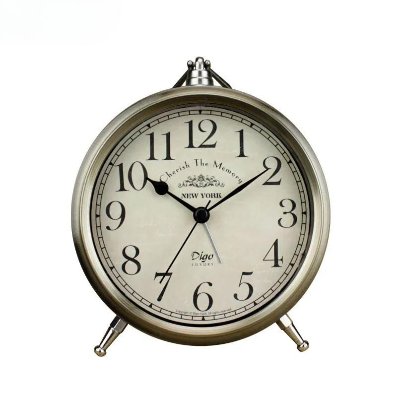 Retro Prosty Studencki Akademik Biurkowy Budzik Rzemiosło Metalowe Salon Sypialnia Cichy Budzik Dekoracja Domu