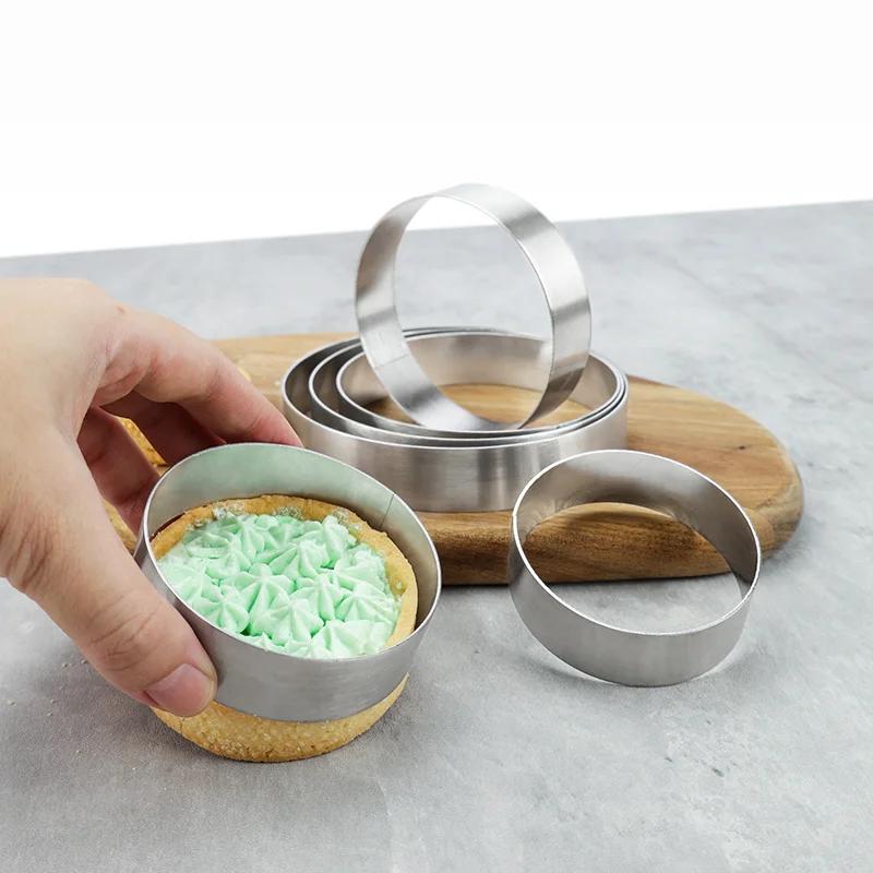 4/6/8 Inch Round Stainless Steel Cake Ring Baking Mold Biscuit Cutter English Muffin Ring DIY Tart Making Kitchen Basic Bakeware