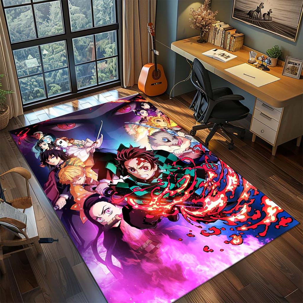 Demon Slayer Anime Rug Carpet Large Area Rug Non Slip Washable Floor Mat Gamer Room Bedroom Home Decor -QJY