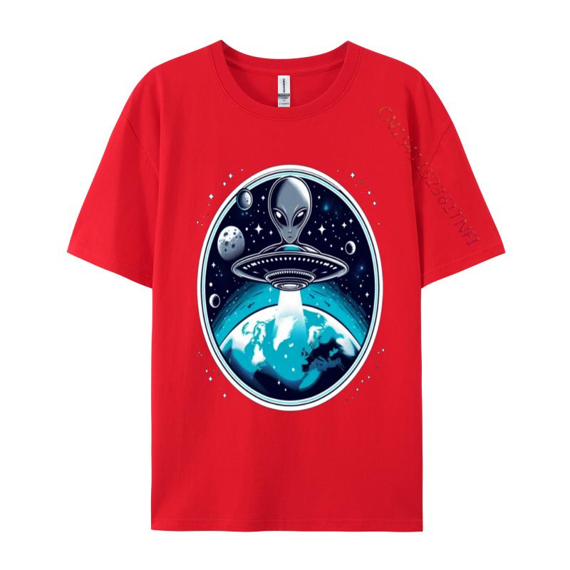 Grey Aliens In A Ufo TShirt T Shirt Brand Custom Cotton Men Tees Casual Loose TeeShirt Man Top Tshirts