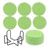 Set of 6 Round Woven Cotton Yarn Placemats with Non-Slip Heat Resistant Surface and Metal Storage Rack for Dining Table Protection
