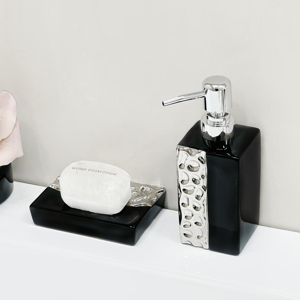 Shampoo Bath Gel Bottle Ceramics Soap and Gel Dispenser Bottle Creative Golden Sliver Empty Shampoo Bottle Bathroom Accessorie