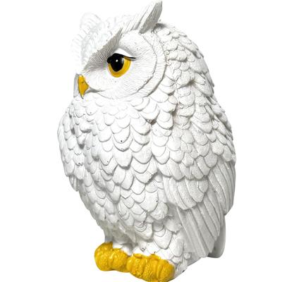 YUYAKESHI Owl Figurine, Mascot, Object, Cute Mini Owl, White, Resin, Decorative, Small Item, Amulet, Soothing (15cm)