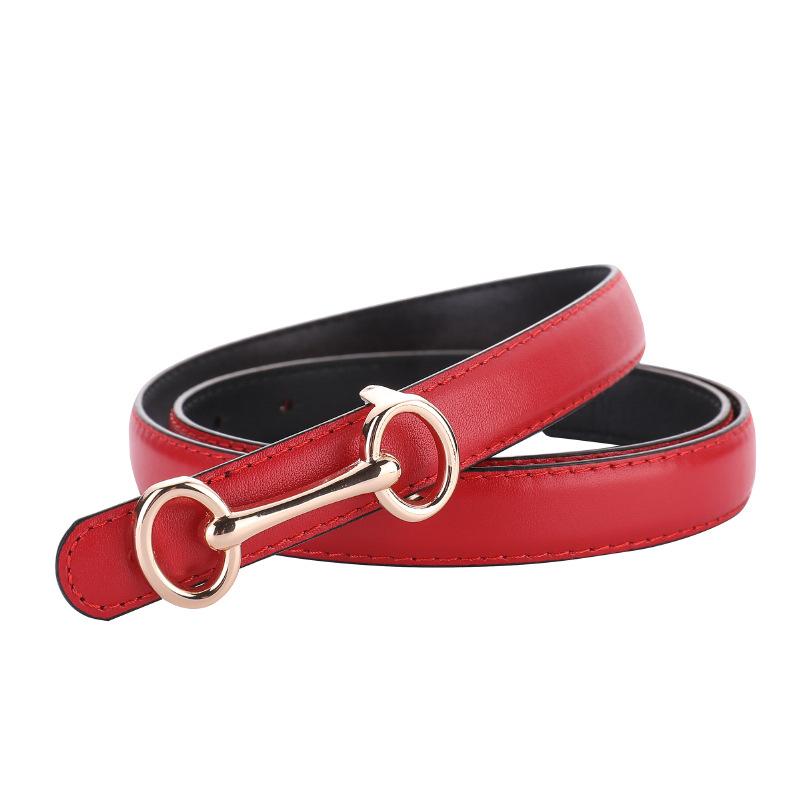 

Meier Smooth buckle women s thin leather belt - top grain cowhide decorated versatile pants belt 100cm красный