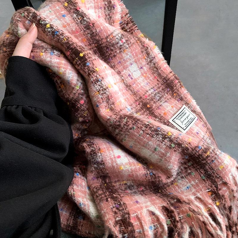 

Плед в крапинку шарф для женщин зимний утеплитель для шеи мягкий студенческий теплый утолщенный универсальный