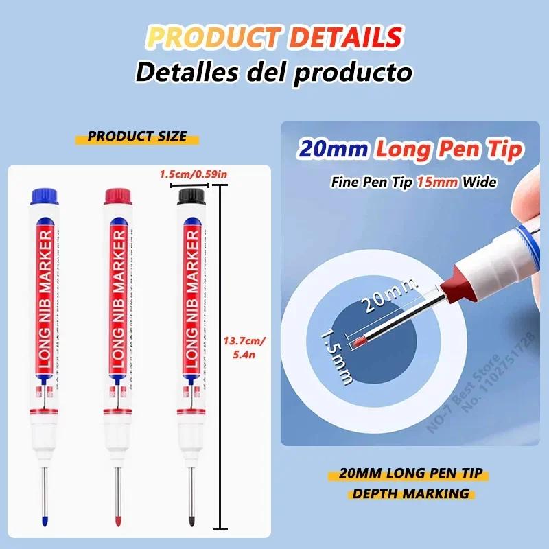20mm Deep Hole Long Nib Head Markers For Metal Perforating Pen Waterproof Bathroom Woodworking Decoration Multi-Purpose