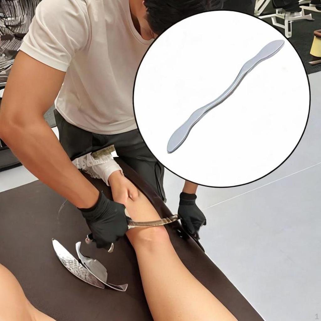Ergonomic Gua Sha Board in Stainless Steel for Body Massage Targeting Back Arms