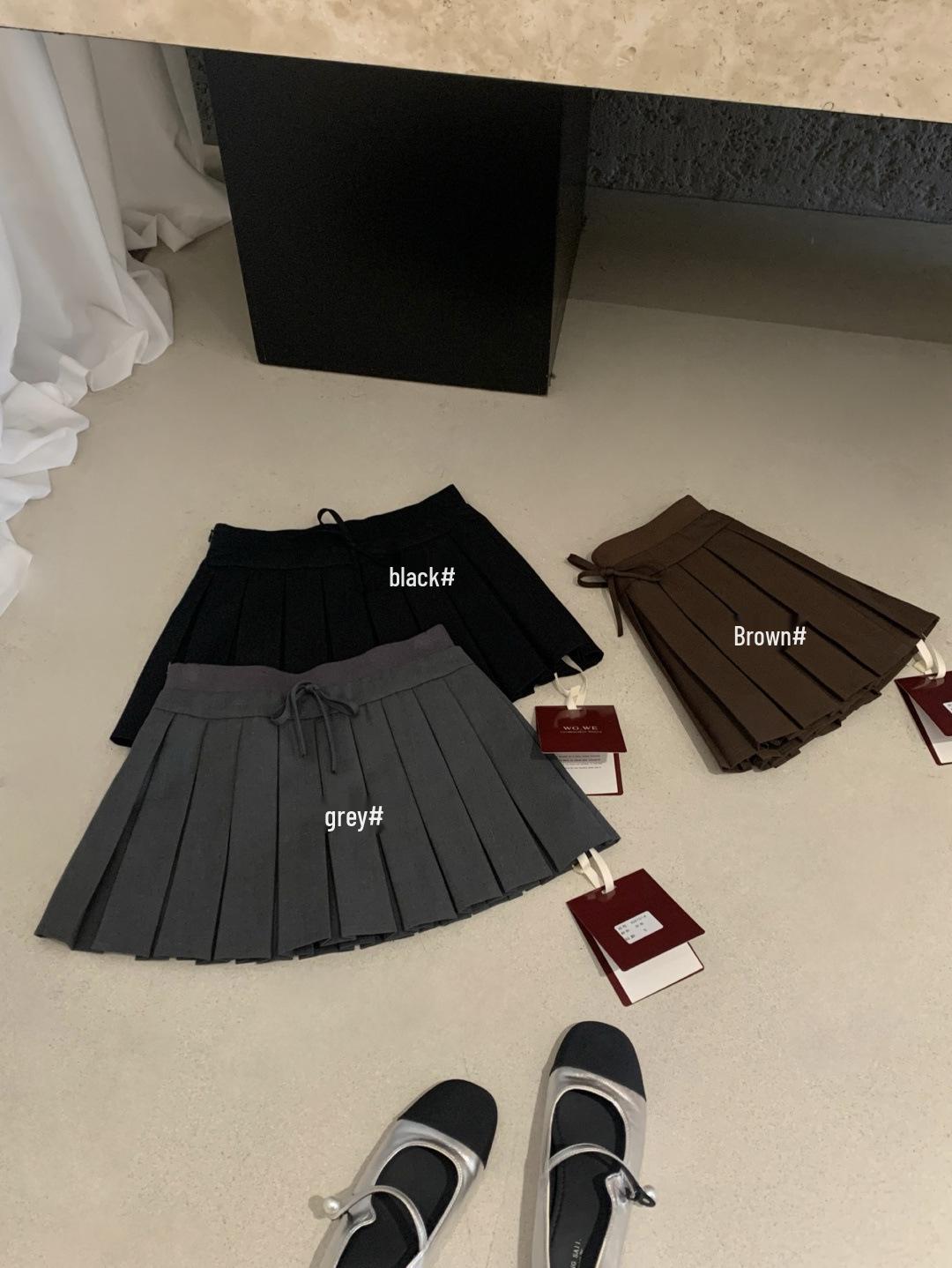 Guangzhou Thirteen Hong Spring/Summer A-Line High-Waist Fluffy Pleated Mini Skirt Medium серый