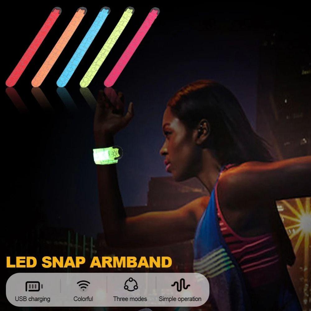 High Brightness LED Slap Glowing Safety Warning Slap Glowing Armband  Walking Cycling