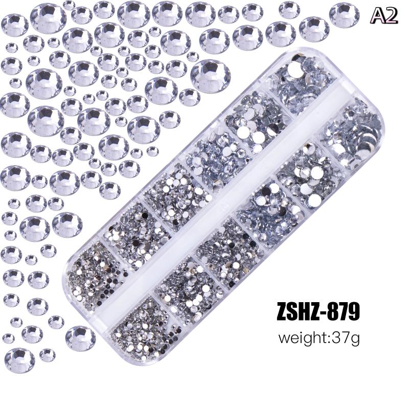 

12Grids Box Mix Nail Art Rhinestone Nail Beads Ab Crystal Flatback Jewelry Gems With Storage Organizer For Multicolour Nail Art A2
