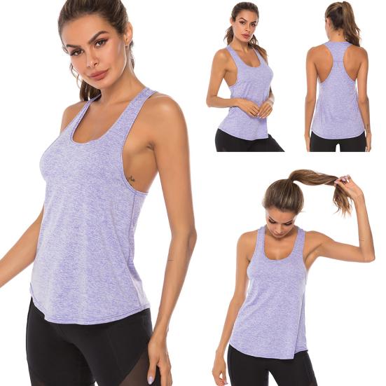 Women U Neck Sleeveless Quick Dry Racerback Vest Running Yoga Sports Tank Top
