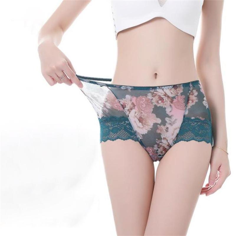 110kg Plus Size Sexy Panty Briefs Lace Panties Women Underwear Middle Waist Pant Lingerie Fit for Big Hips