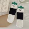 1/5 Pairs Sleeping Socks Cartoon Panda Design Thickened Coral Velvet Warm Winter Socks Mid-Tube Floor Socks