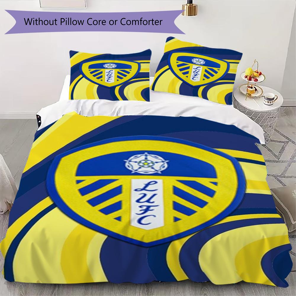 Leeds United Vzorované povlečení Sada přikrývky Potah na přikrývku Povlak na polštář Domácí dekorace Dárek k narozeninám (1 * povlak na peřinu + 2 * povlak na polštář bez jádra)67