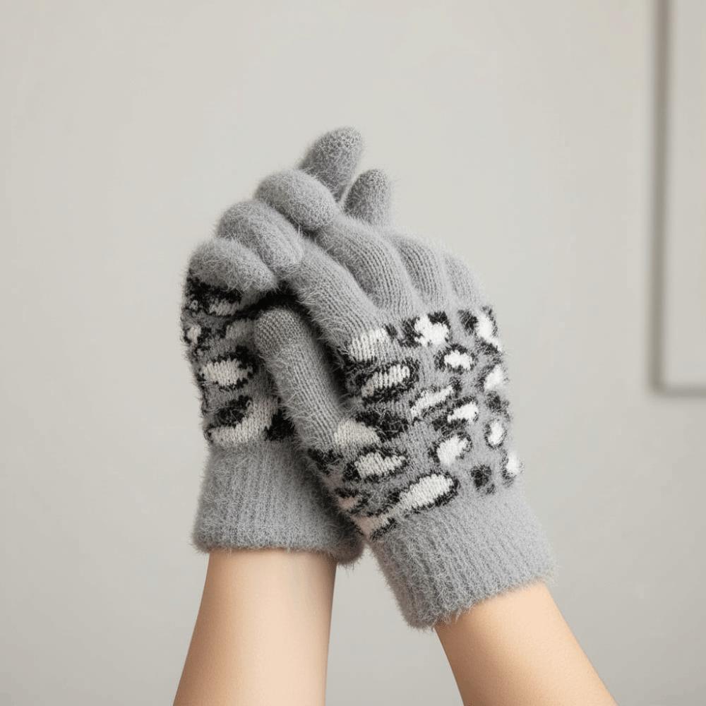Touchscreen Warme Handschuhe Leopardenmuster Studentenhandschuhe Warme Skihandschuhe Outdoor Radfahren
