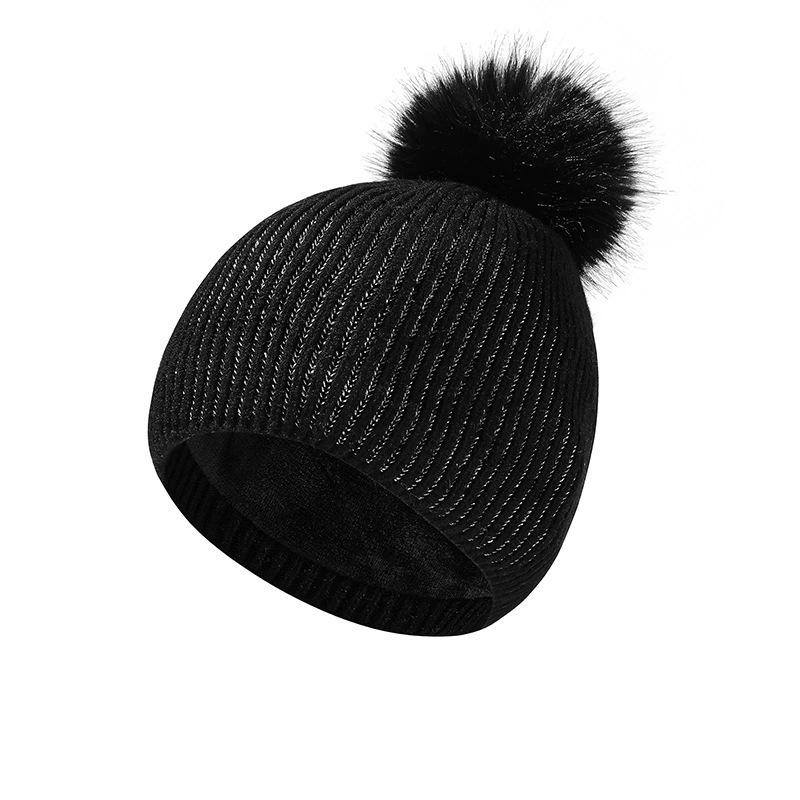 Autumn Winter Wool Cap Scarf Two-Piece Set with Ball Cap Women Knitted Cap