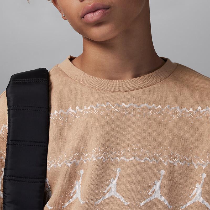 Jordan MJ Holiday Alphanumeric Print Fleece-Lined Casual Sweatshirt Kids Tops Maize FV5658-200